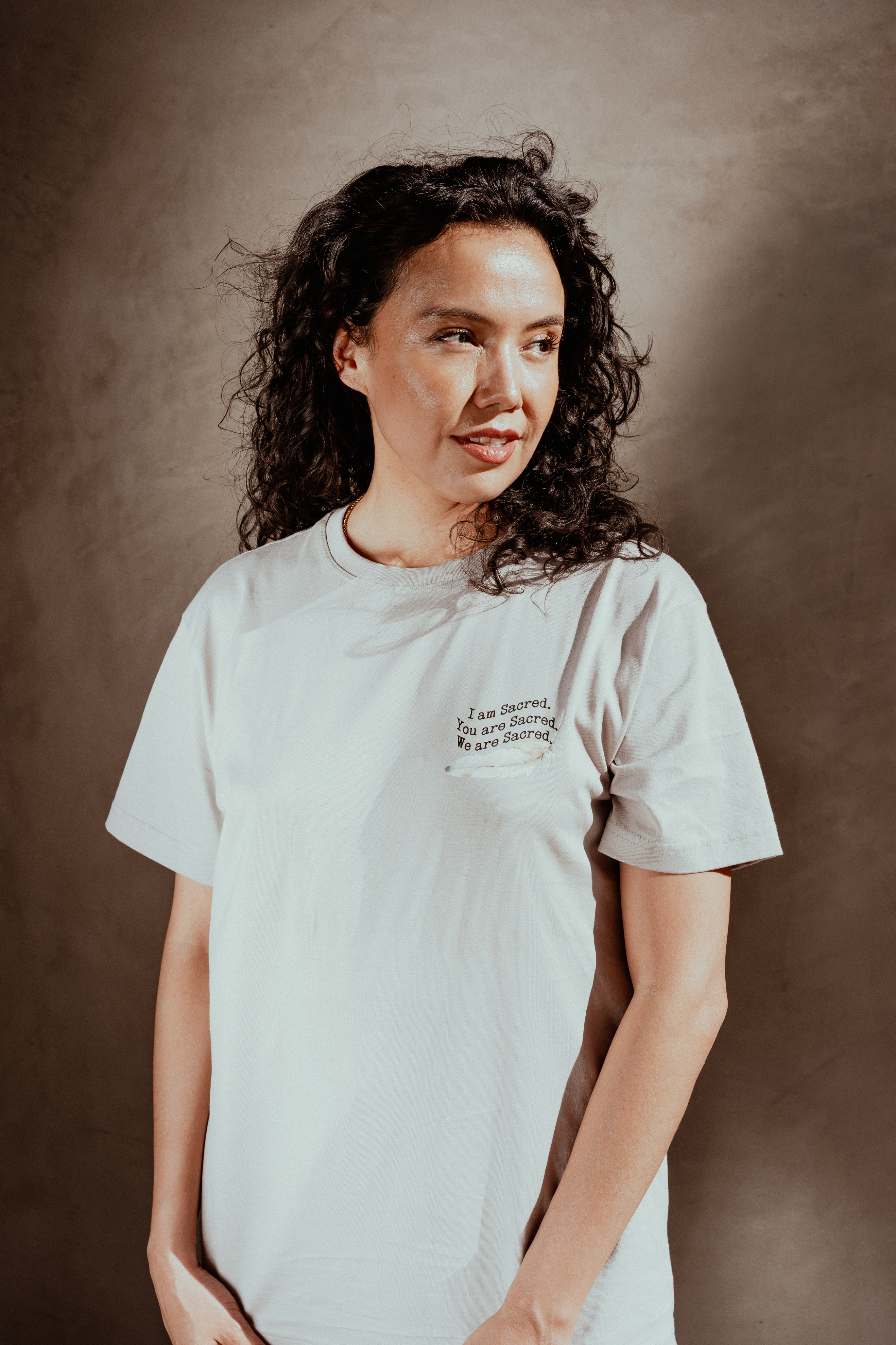 'SACRED LESSONS' FEATHER SUPIMA COTTON TEE