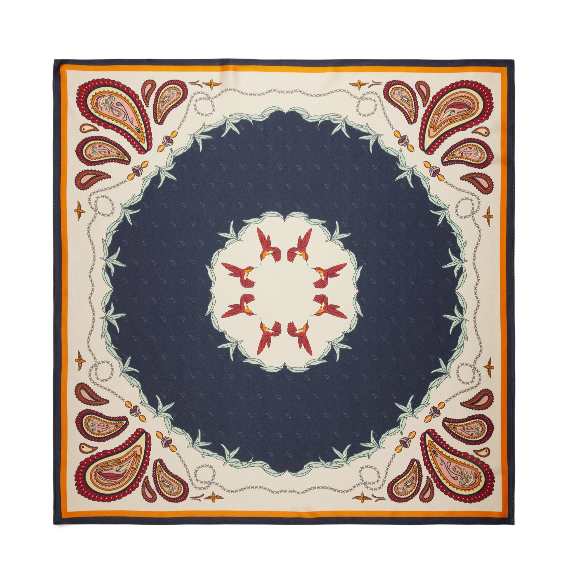 Paisley Silk Scarf - Slate Blue