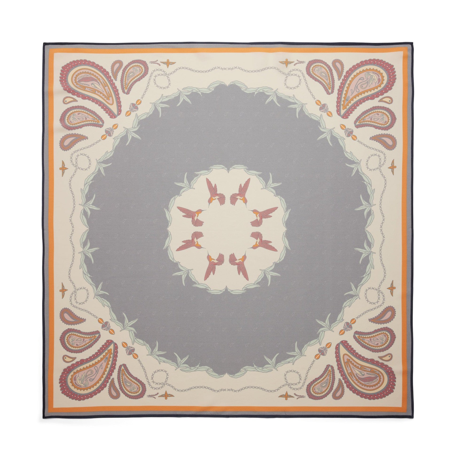 Paisley Silk Scarf - Slate Blue