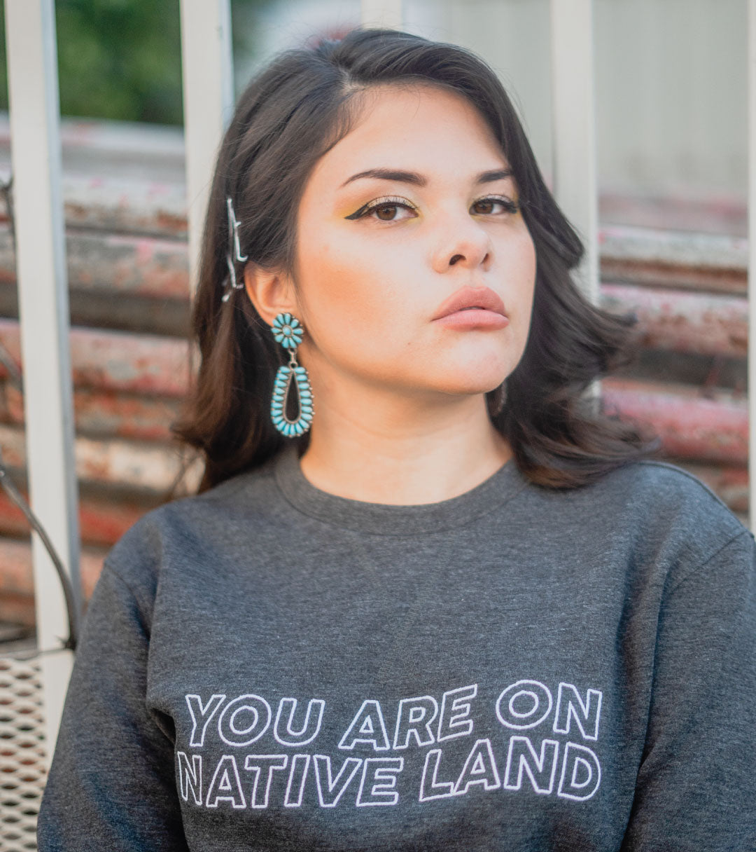 ‘YOU ARE ON NATIVE LAND’ PREMIUM CREWNECK - STONE