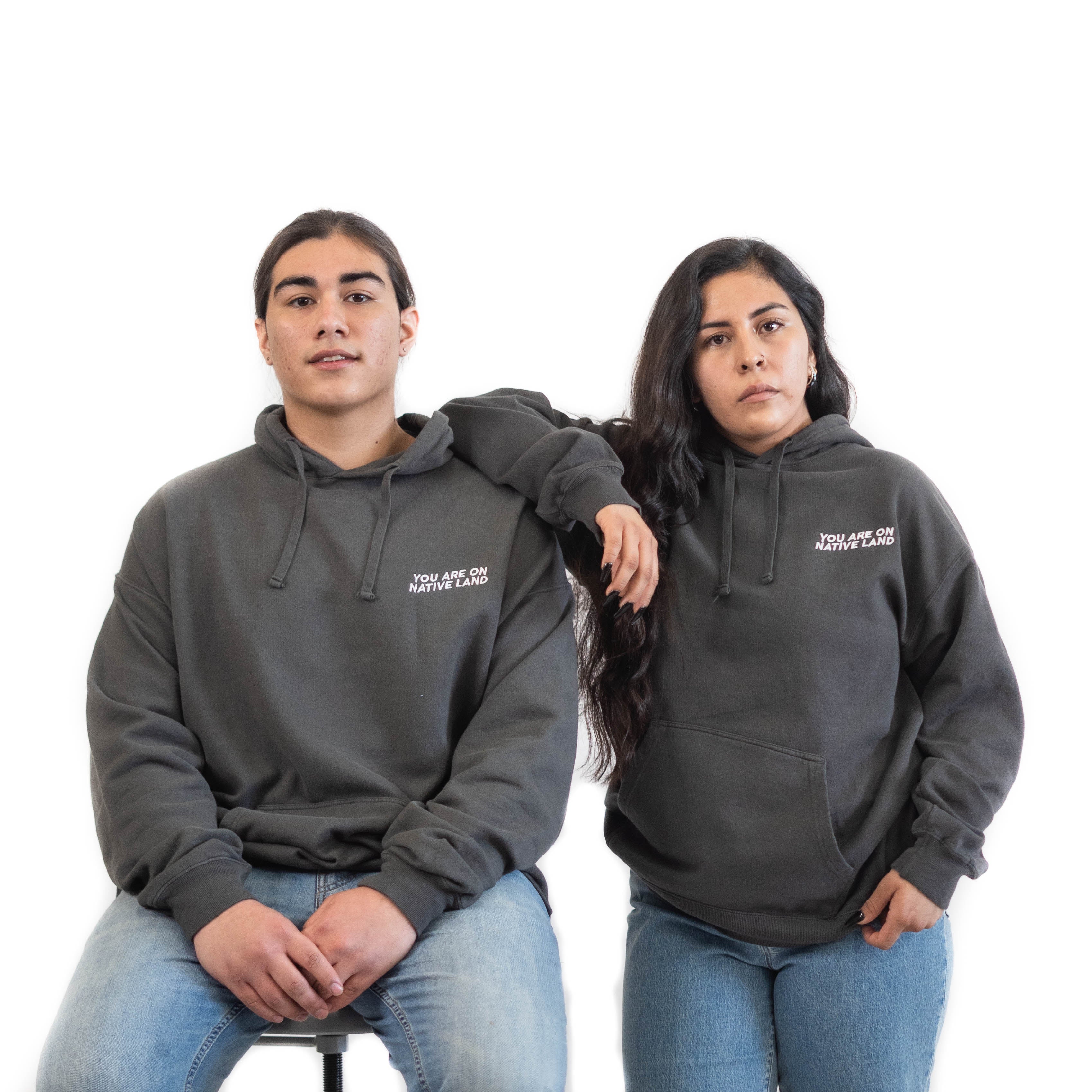 'YOU ARE ON NATIVE LAND' HOODIE - VINTAGE BLACK