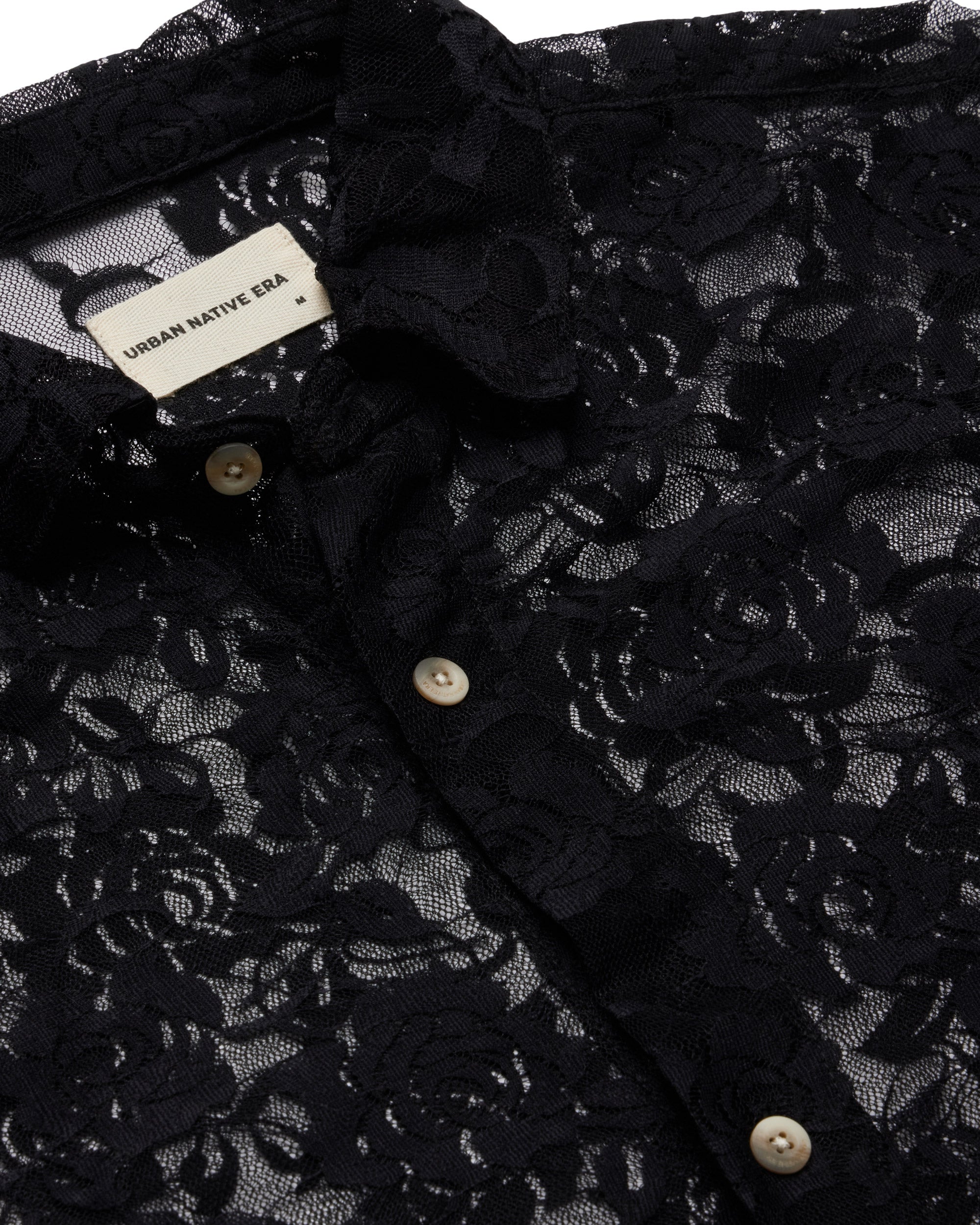 FLORAL LACE SHIRT - BLACK