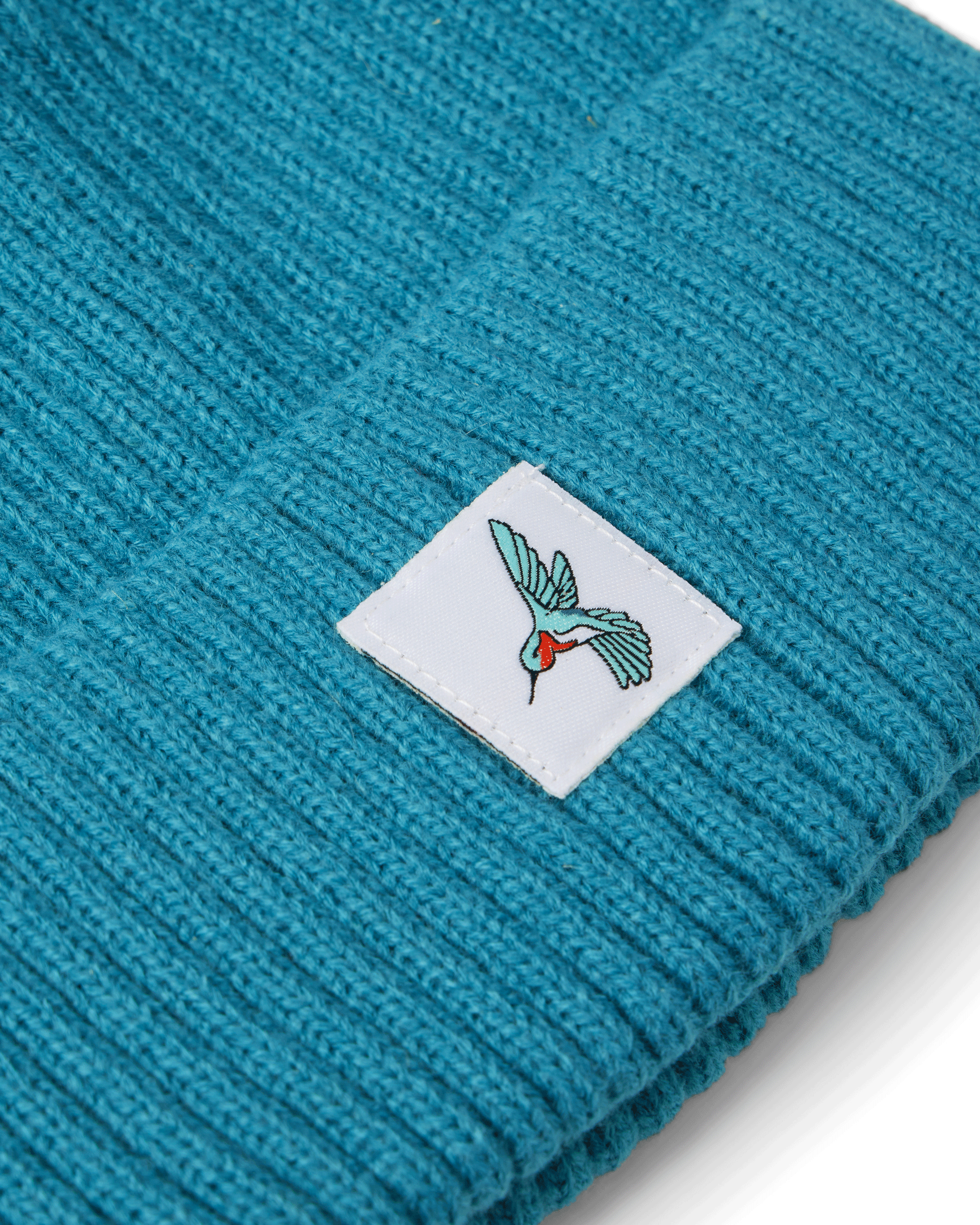 RIBBED BEANIE - HUMMINGBIRD PATCH