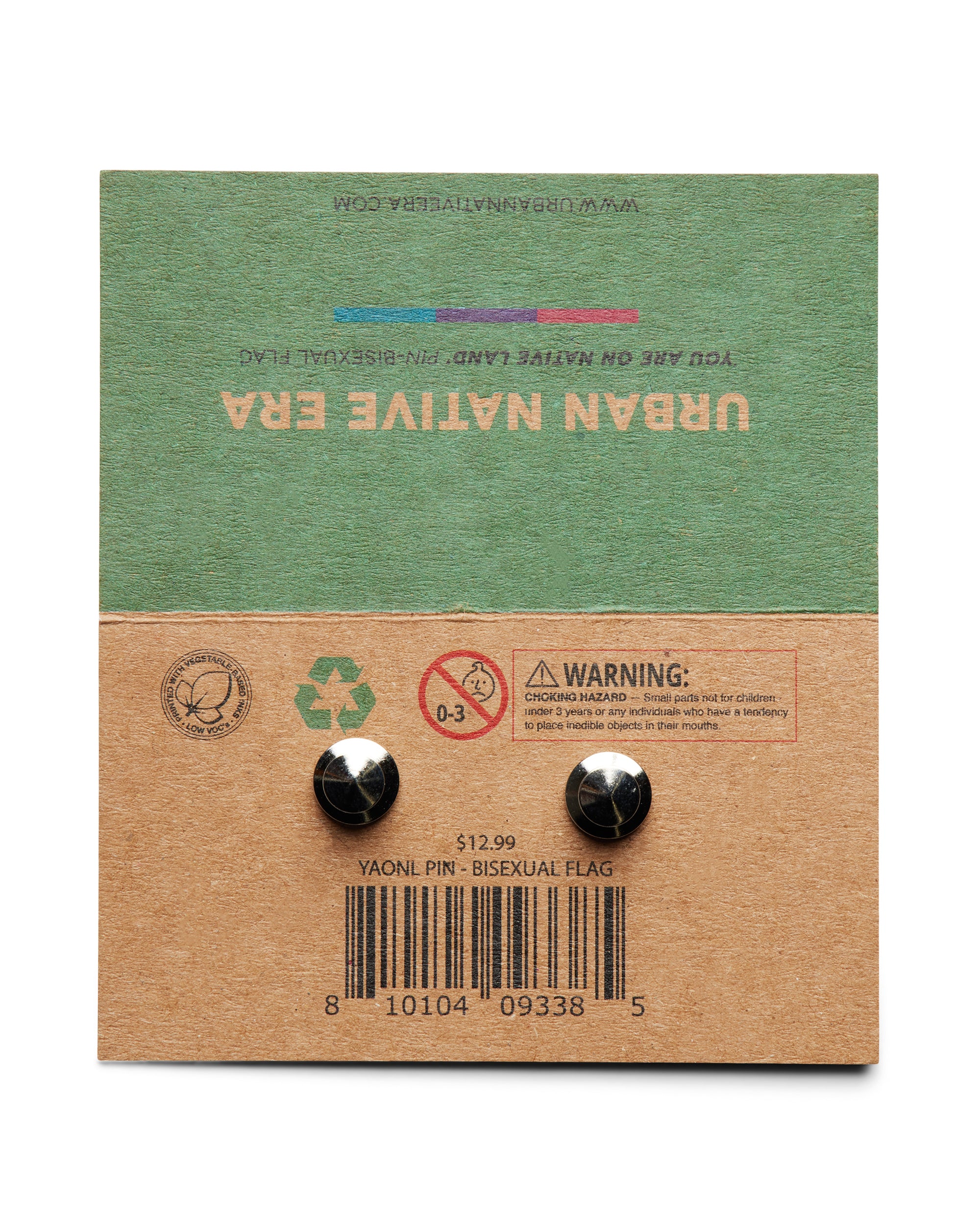 'YOU ARE ON NATIVE LAND' PRIDE PIN - BISEXUAL FLAG