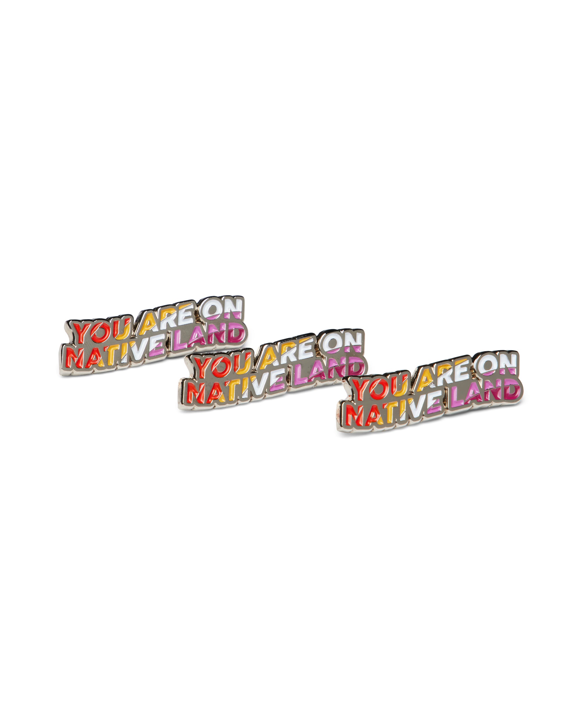 'YOU ARE ON NATIVE LAND' PRIDE PIN - LESBIAN FLAG