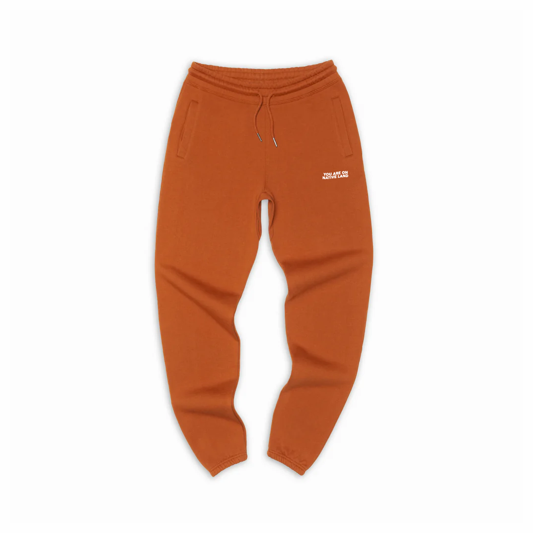 'YOU ARE ON NATIVE LAND' ORGANIC COTTON SWEATPANTS