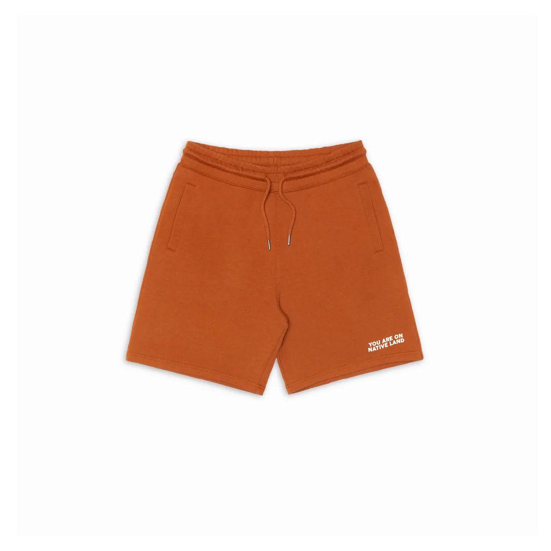'YOU ARE ON NATIVE LAND' ORGANIC COTTON SWEATSHORTS