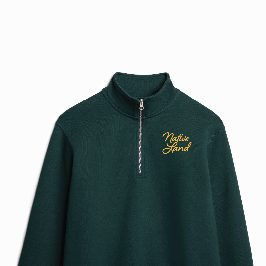 'NATIVE LAND' HEAVYWEIGHT ORGANIC COTTON QUARTER ZIP