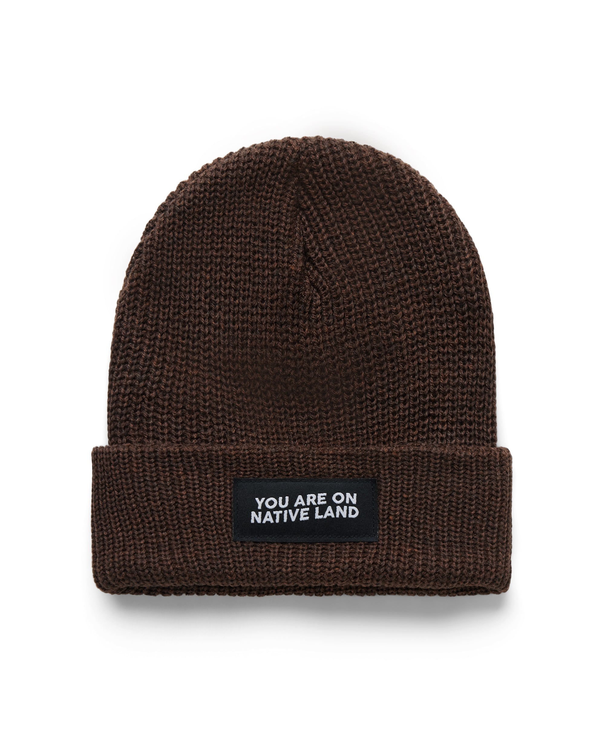 'YOU ARE ON NATIVE LAND' RIBBED BEANIE