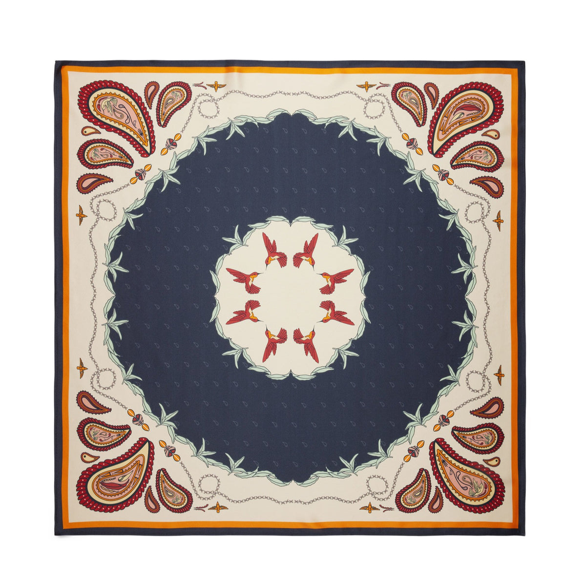 Paisley Silk Scarf - Slate Blue
