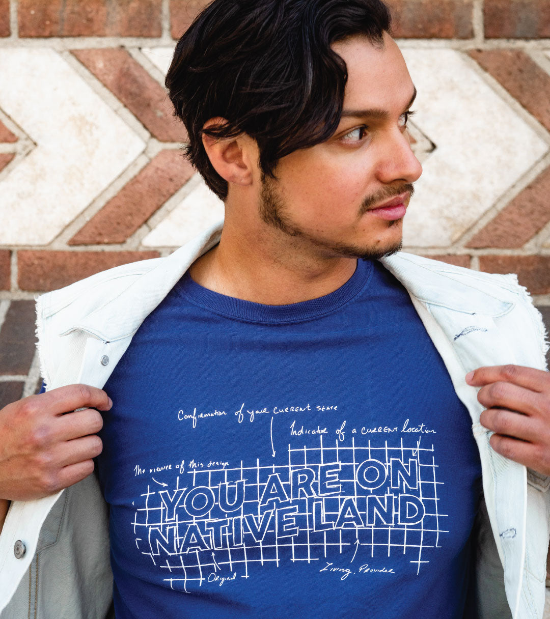 ‘YOU ARE ON NATIVE LAND’ BLUEPRINT TEE