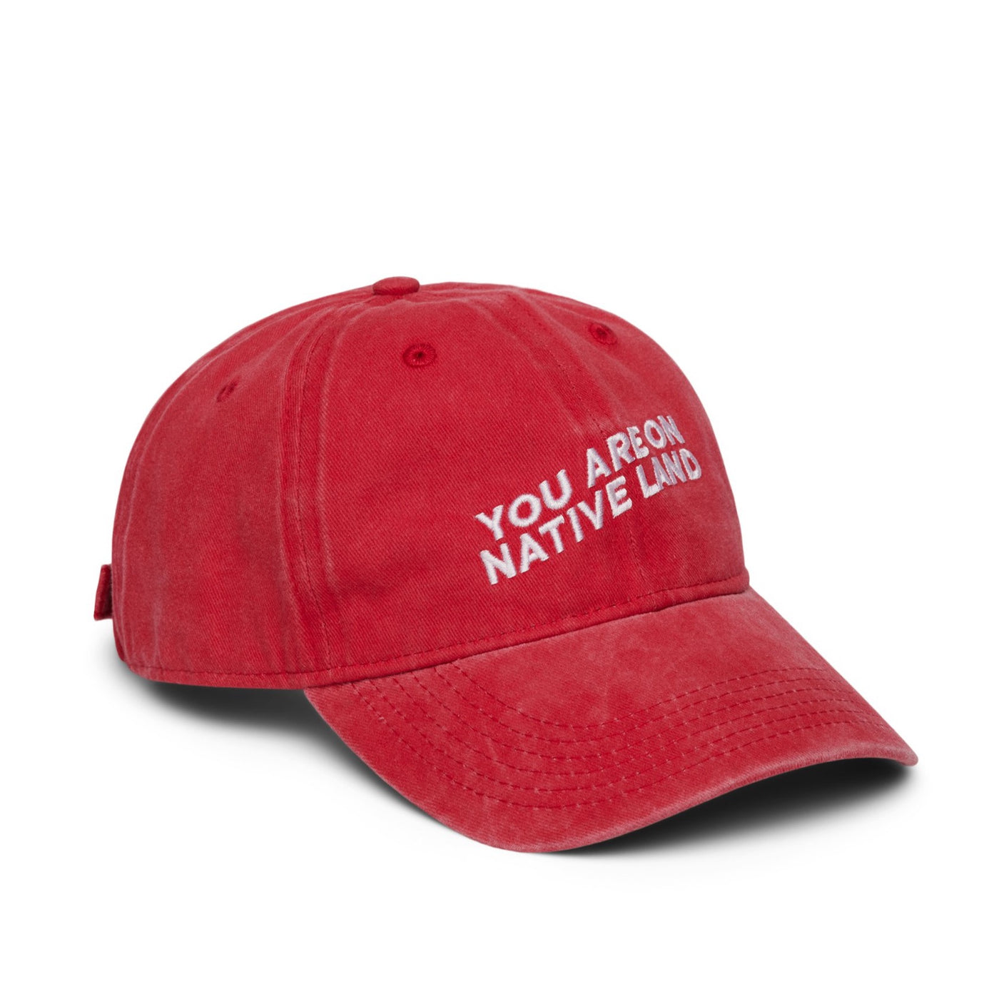 'YOU ARE ON NATIVE LAND' DAD CAP - RED