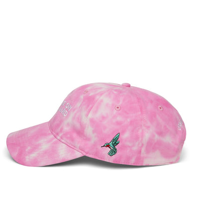 'YOU ARE ON NATIVE LAND' DAD CAP - PINK TIE DYE