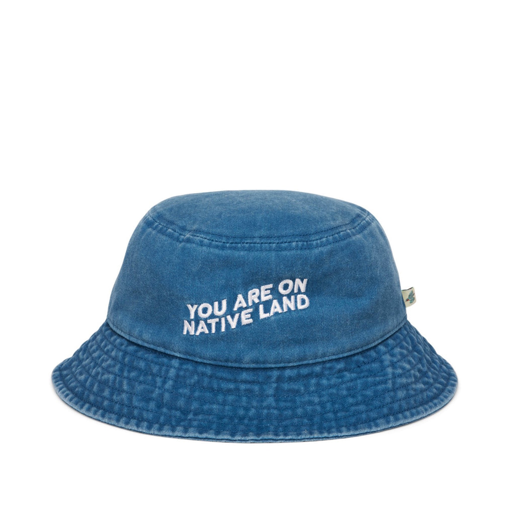 'YOU ARE ON NATIVE LAND' BUCKET HAT - BLUE