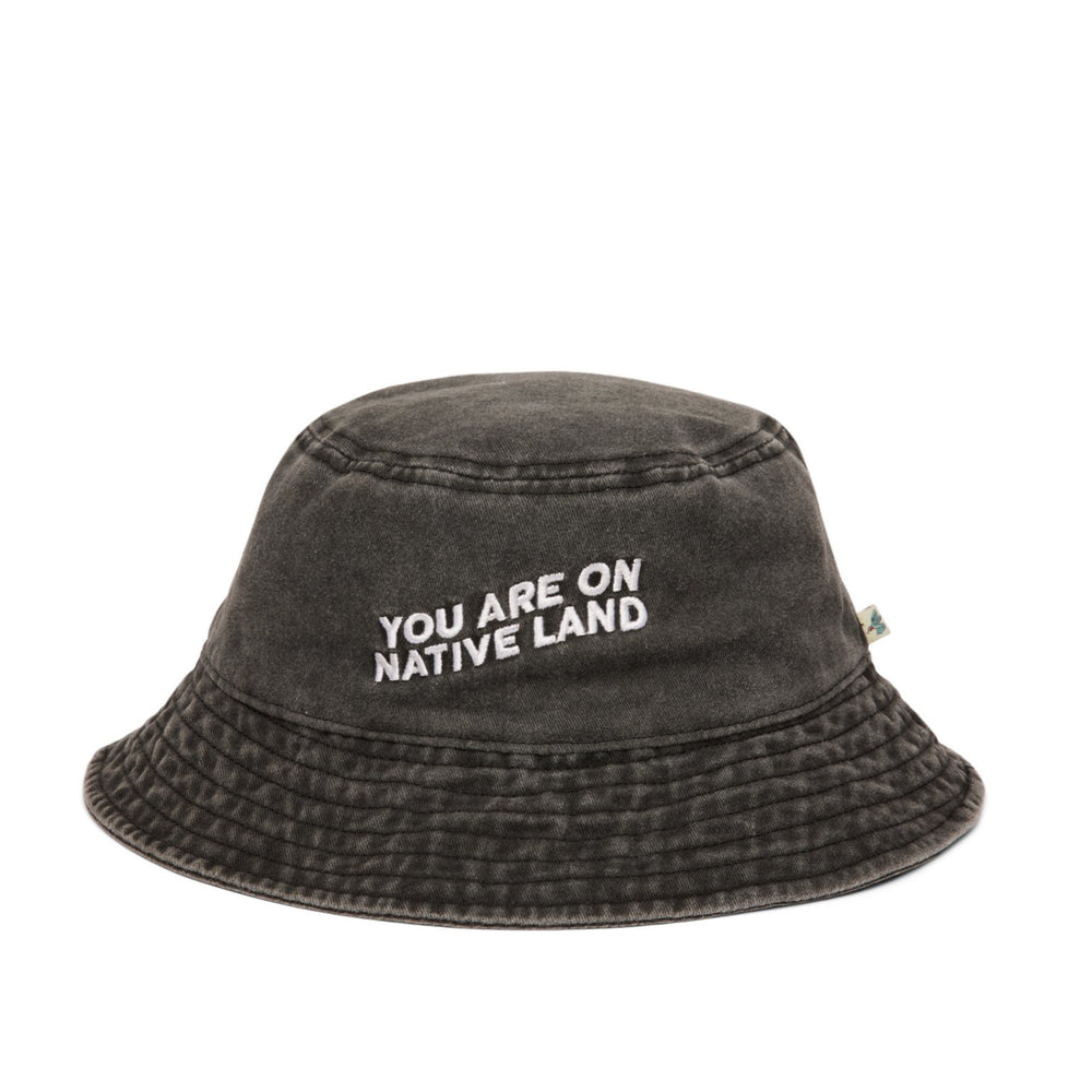 'YOU ARE ON NATIVE LAND' BUCKET HAT - BLACK