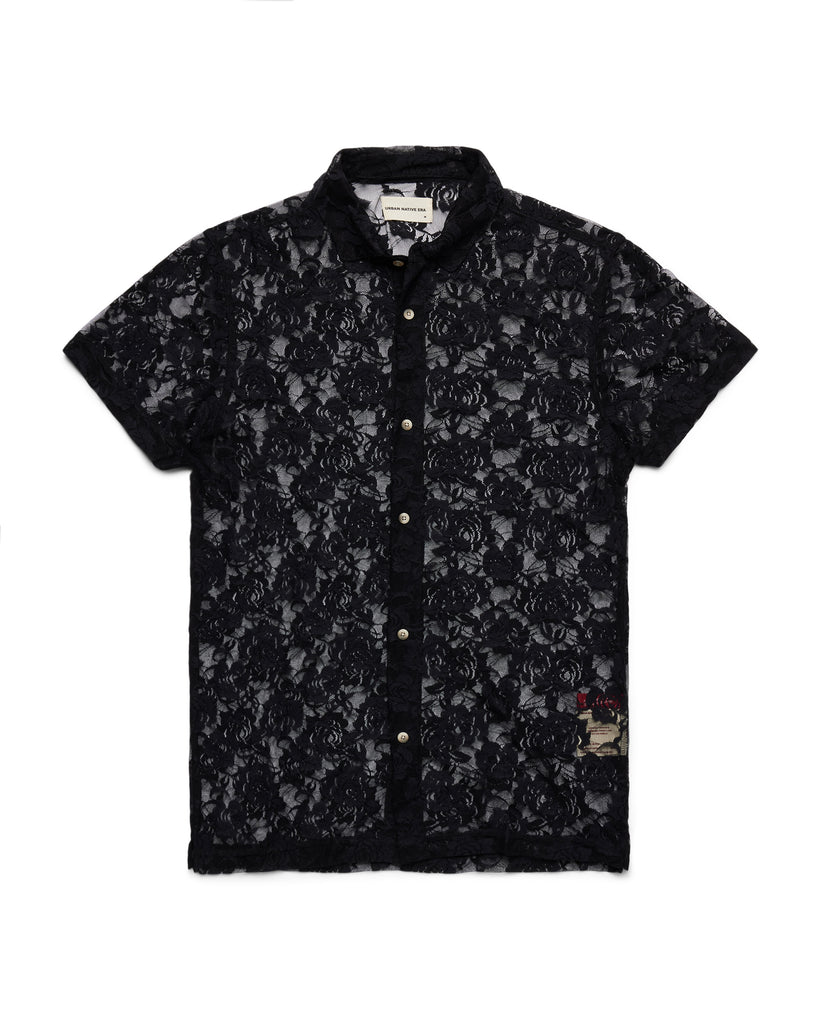 FLORAL LACE SHIRT - BLACK