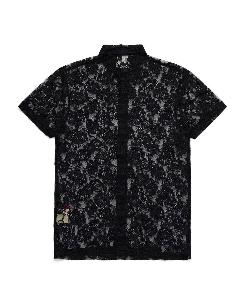 Floral Lace Sleeve Shirt - black × white-