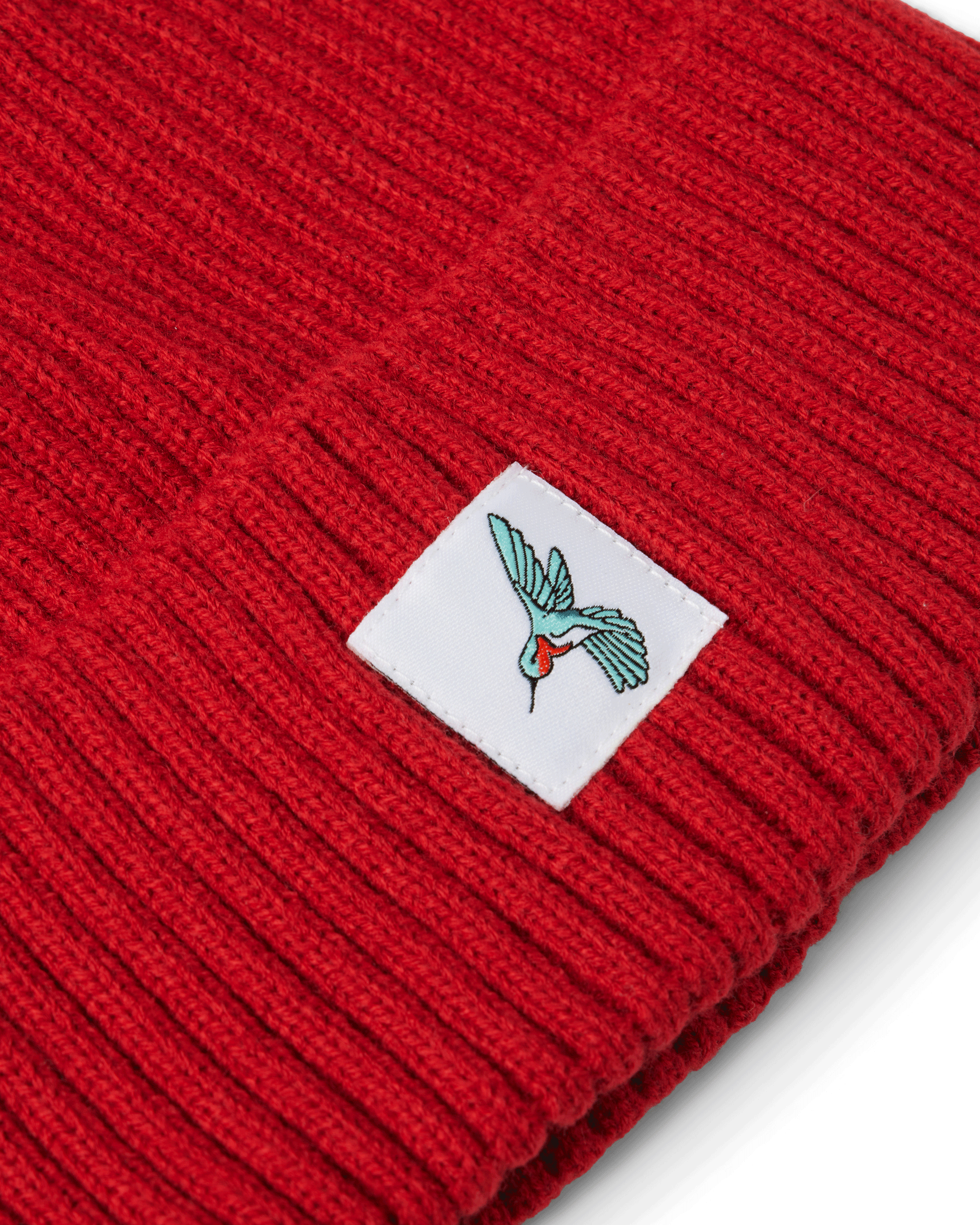 RIBBED BEANIE - HUMMINGBIRD PATCH
