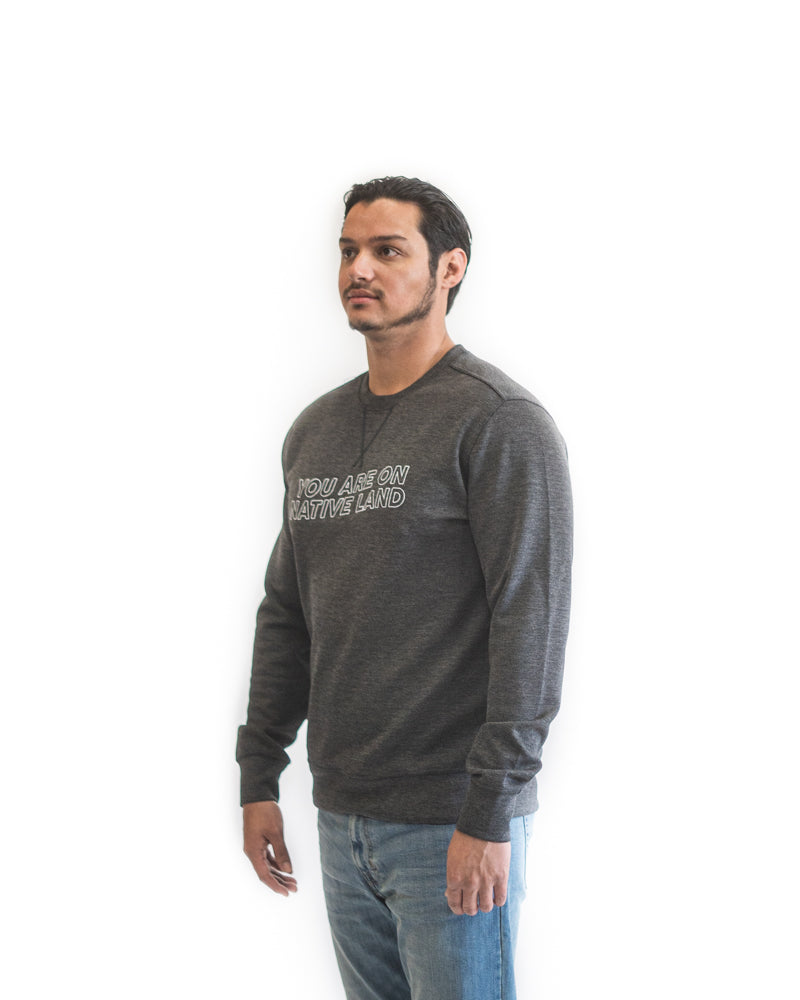 ‘YOU ARE ON NATIVE LAND’ PREMIUM CREWNECK - STONE