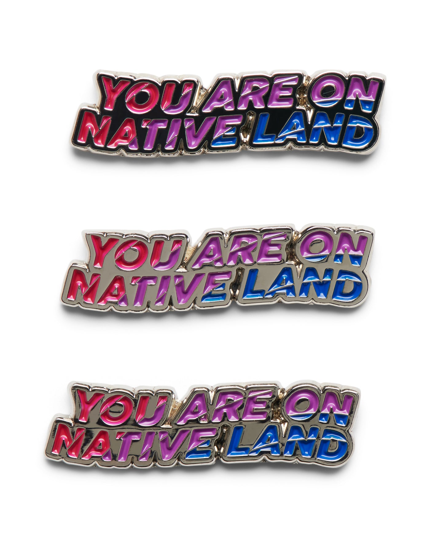 'YOU ARE ON NATIVE LAND' PRIDE PIN - BISEXUAL FLAG