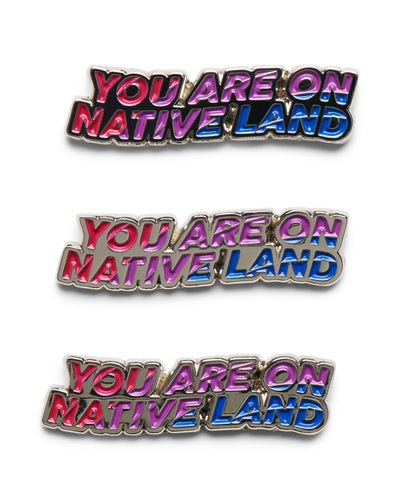 'YOU ARE ON NATIVE LAND' PRIDE PIN - BISEXUAL FLAG