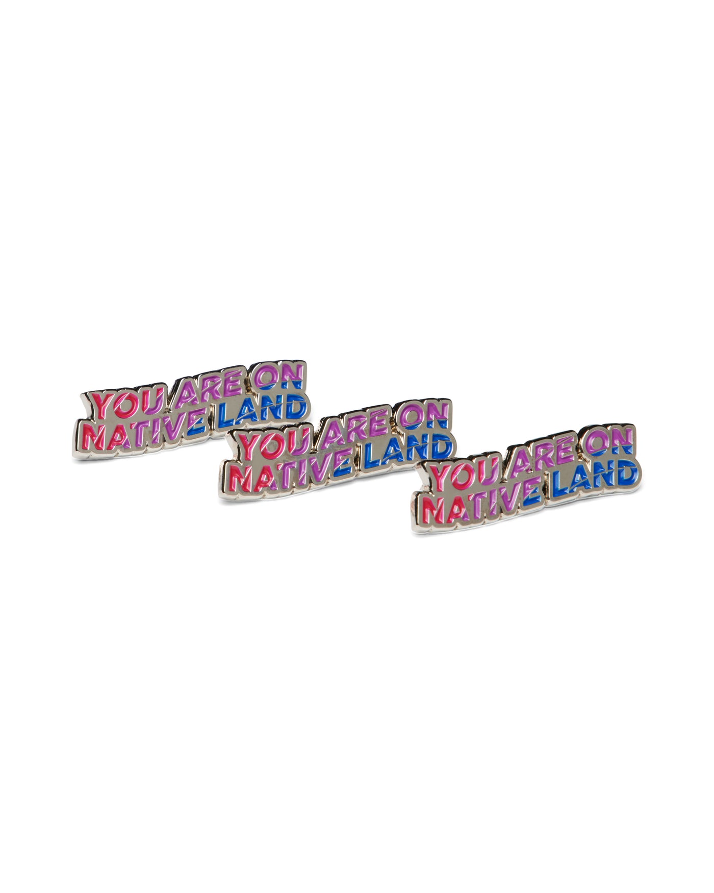 'YOU ARE ON NATIVE LAND' PRIDE PIN - BISEXUAL FLAG