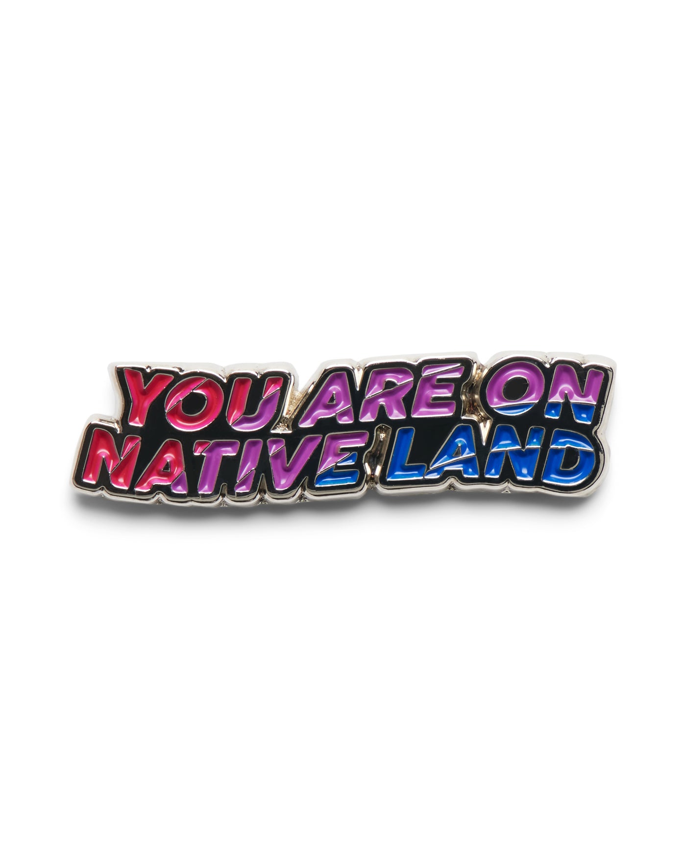 'YOU ARE ON NATIVE LAND' PRIDE PIN - BISEXUAL FLAG