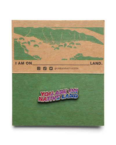 'YOU ARE ON NATIVE LAND' PRIDE PIN - BISEXUAL FLAG