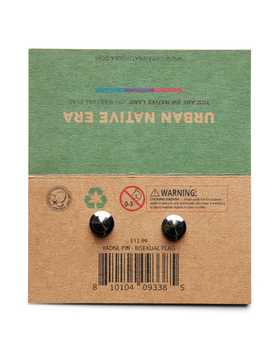 'YOU ARE ON NATIVE LAND' PRIDE PIN - BISEXUAL FLAG