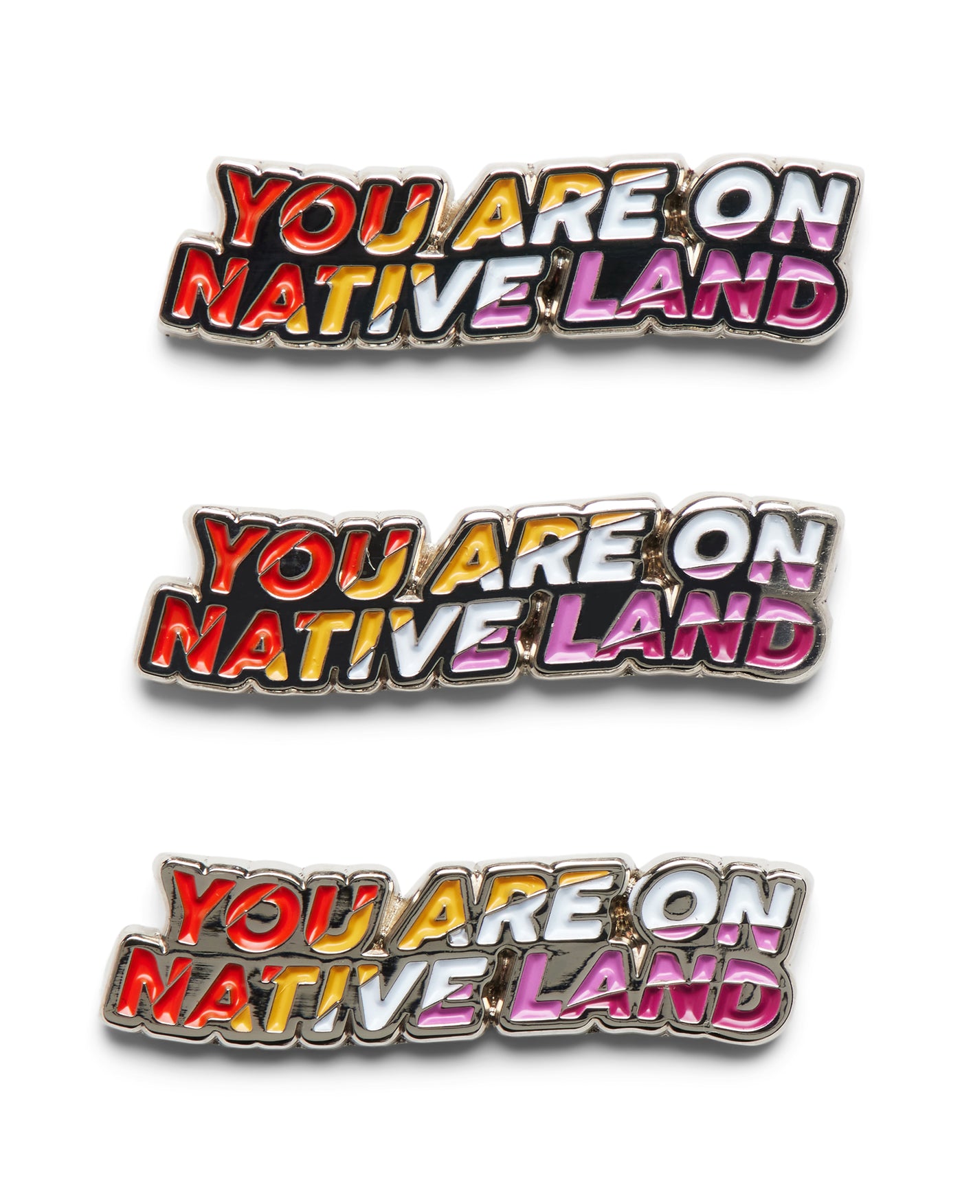 'YOU ARE ON NATIVE LAND' PRIDE PIN - LESBIAN FLAG