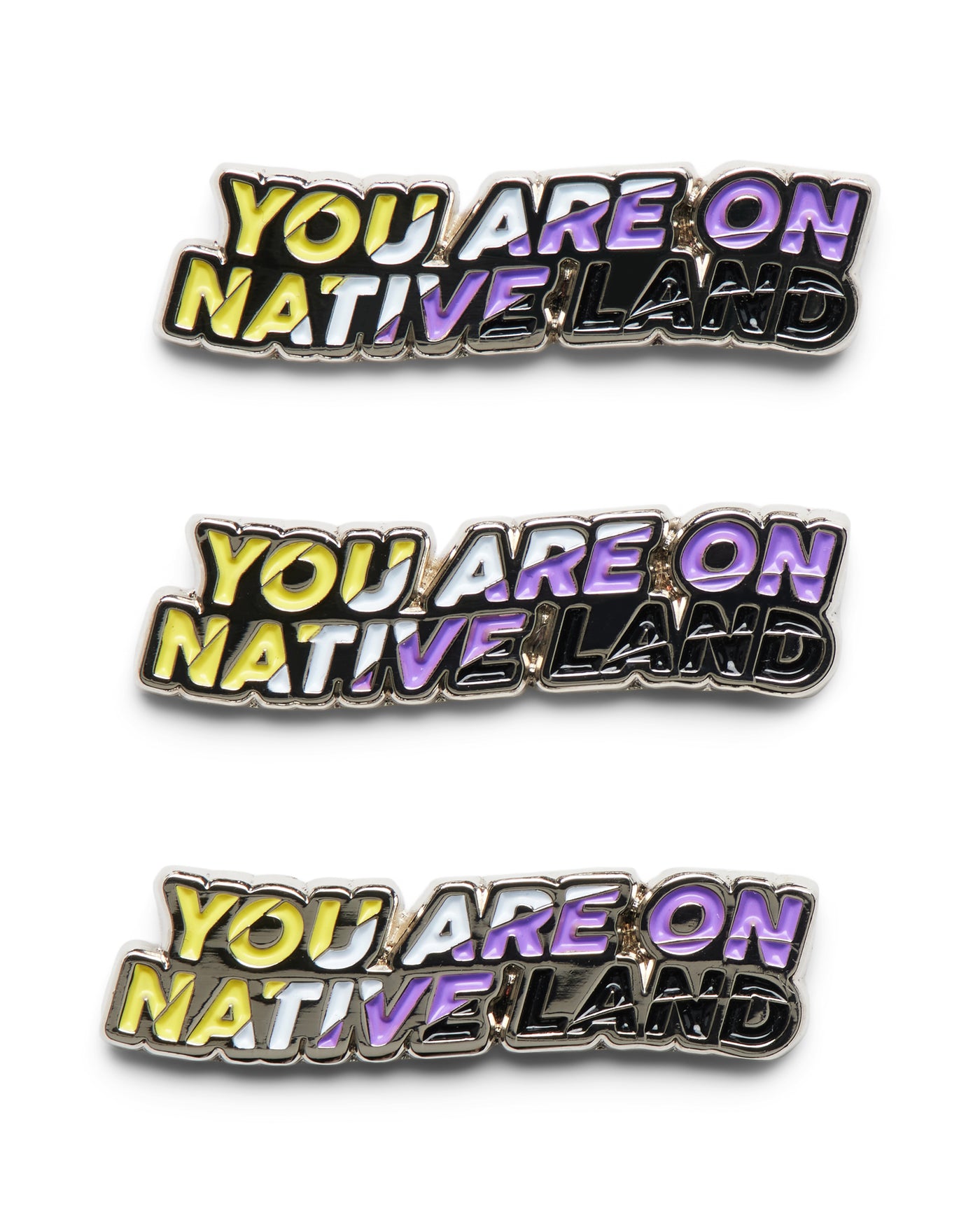 'YOU ARE ON NATIVE LAND' PRIDE PIN - NONBINARY FLAG