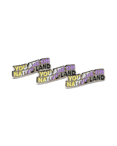 'YOU ARE ON NATIVE LAND' PRIDE PIN - NONBINARY FLAG