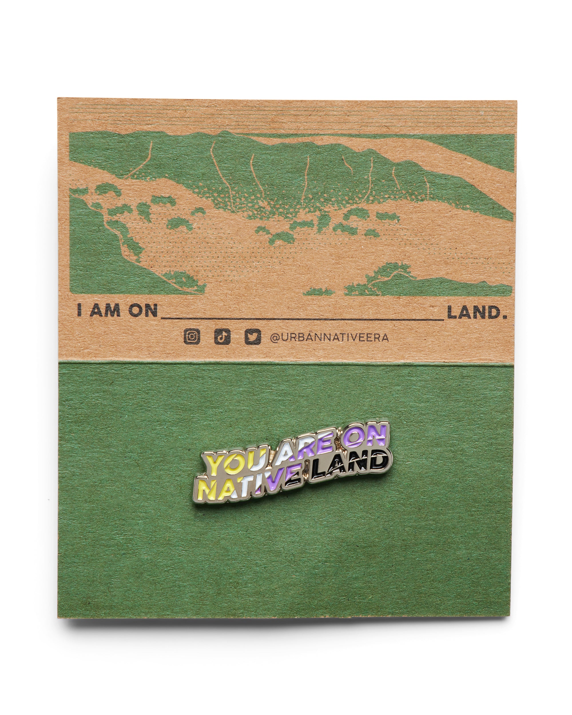 'YOU ARE ON NATIVE LAND' PRIDE PIN - NONBINARY FLAG