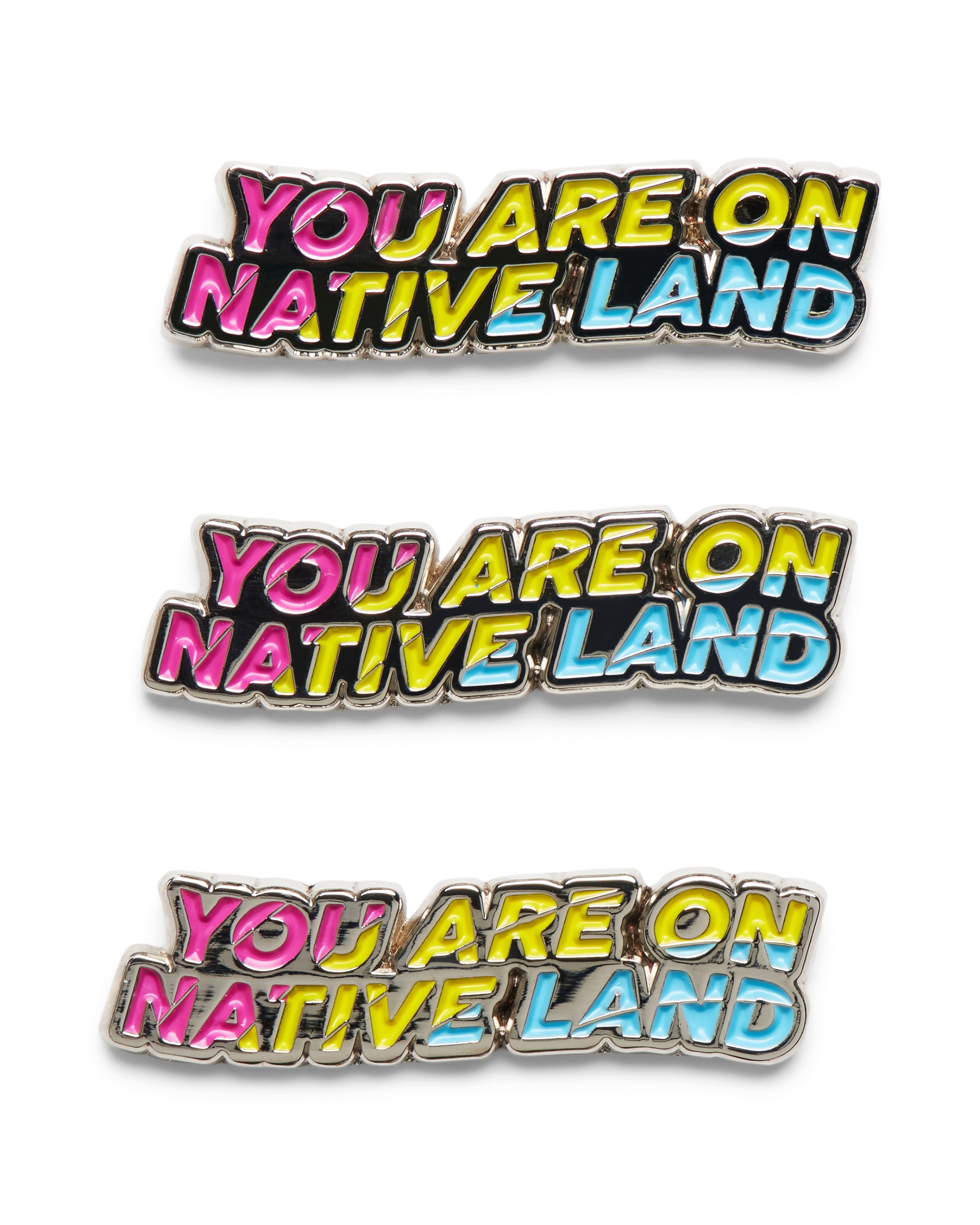 'YOU ARE ON NATIVE LAND' PRIDE PIN - PANSEXUAL FLAG