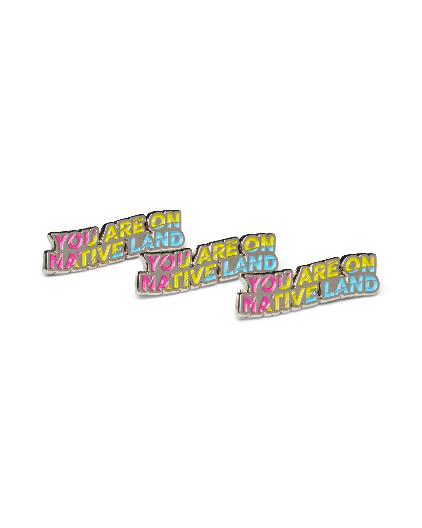'YOU ARE ON NATIVE LAND' PRIDE PIN - PANSEXUAL FLAG