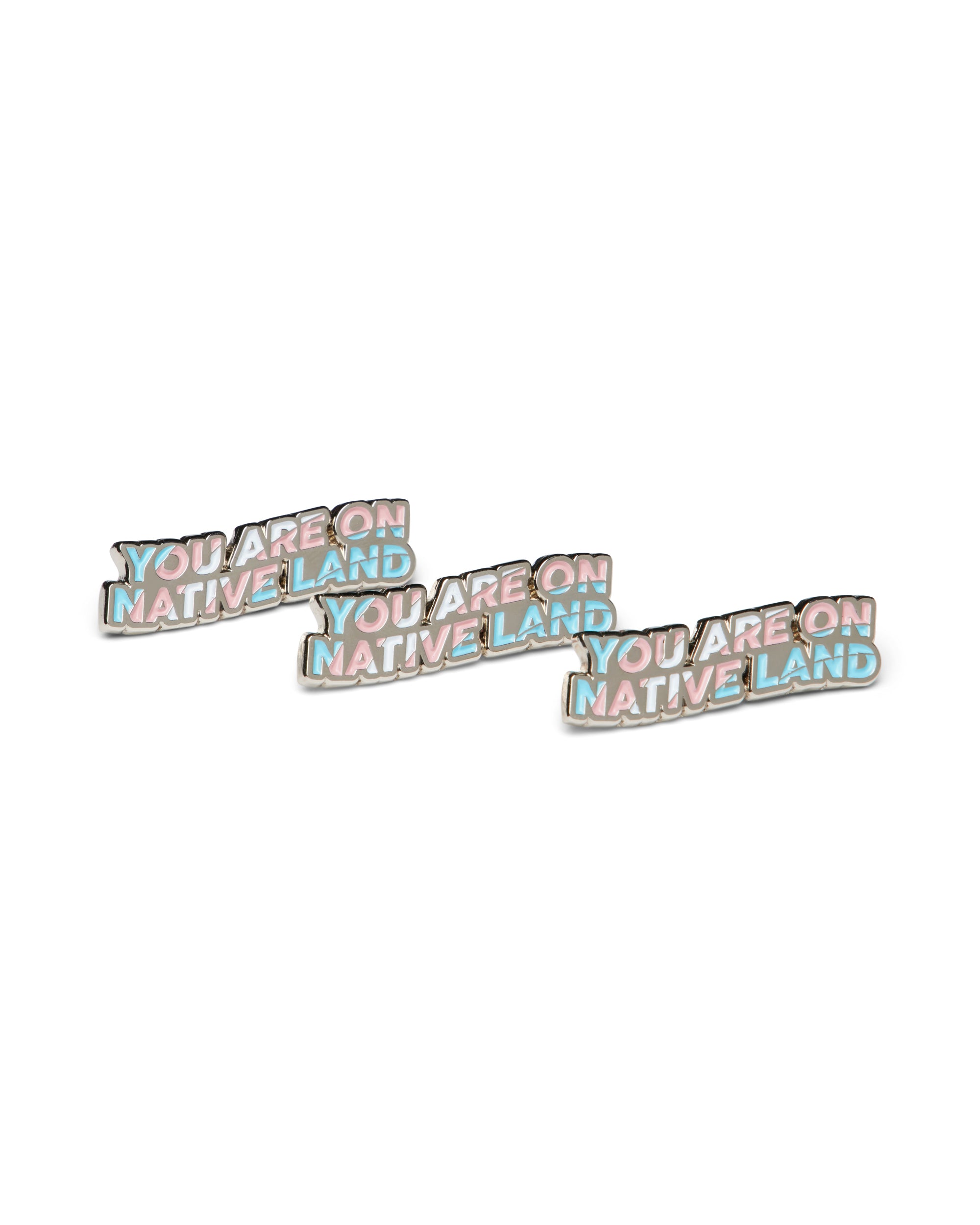 'YOU ARE ON NATIVE LAND' PRIDE PIN - TRANSGENDER FLAG