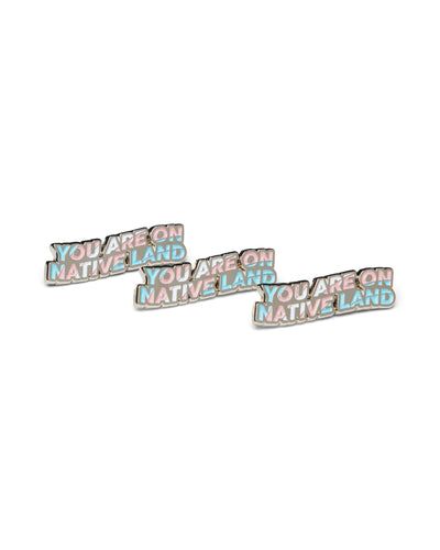 'YOU ARE ON NATIVE LAND' PRIDE PIN - TRANSGENDER FLAG