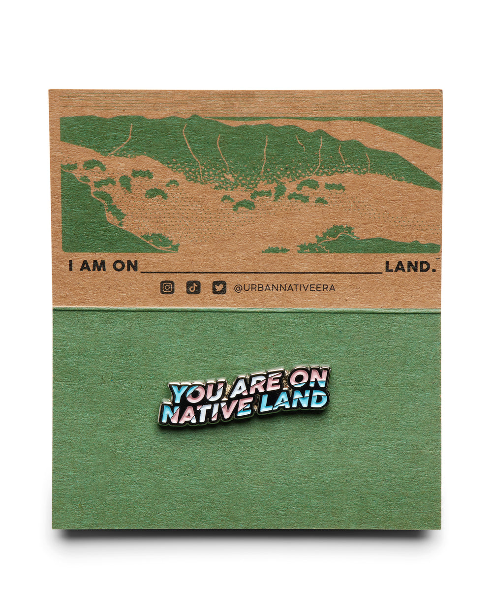 'YOU ARE ON NATIVE LAND' PRIDE PIN - TRANSGENDER FLAG