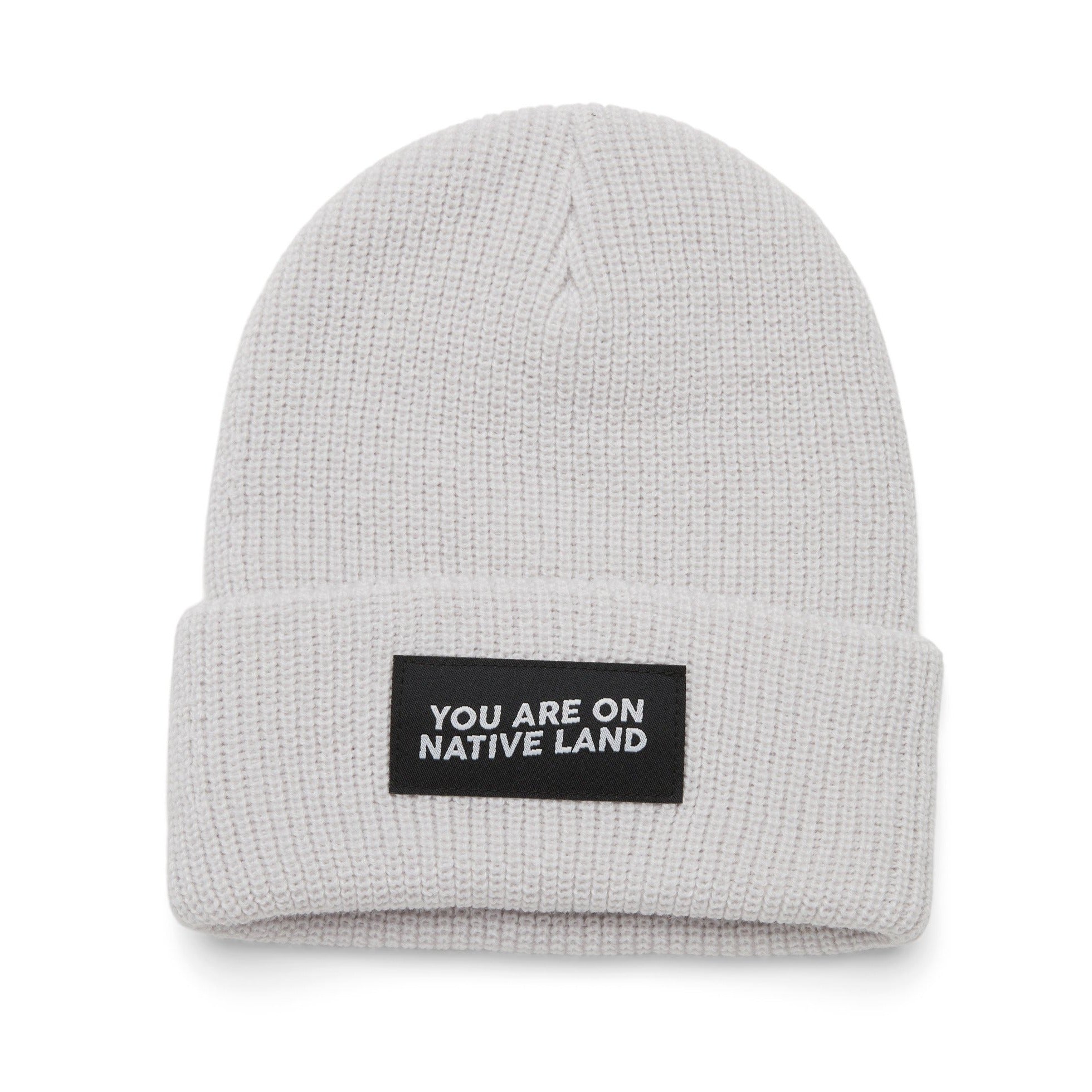 'YOU ARE ON NATIVE LAND' RIBBED BEANIE