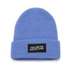 'YOU ARE ON NATIVE LAND' RIBBED BEANIE - SLATE BLUE