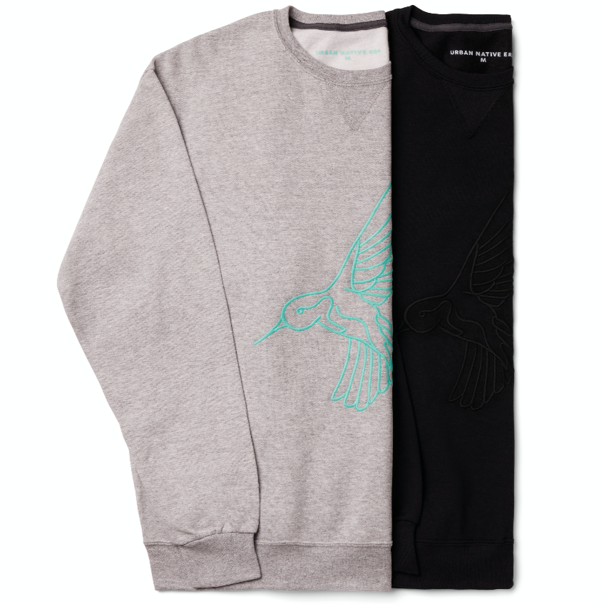 HUMMINGBIRD OUTLINE CREWNECK - BLACK
