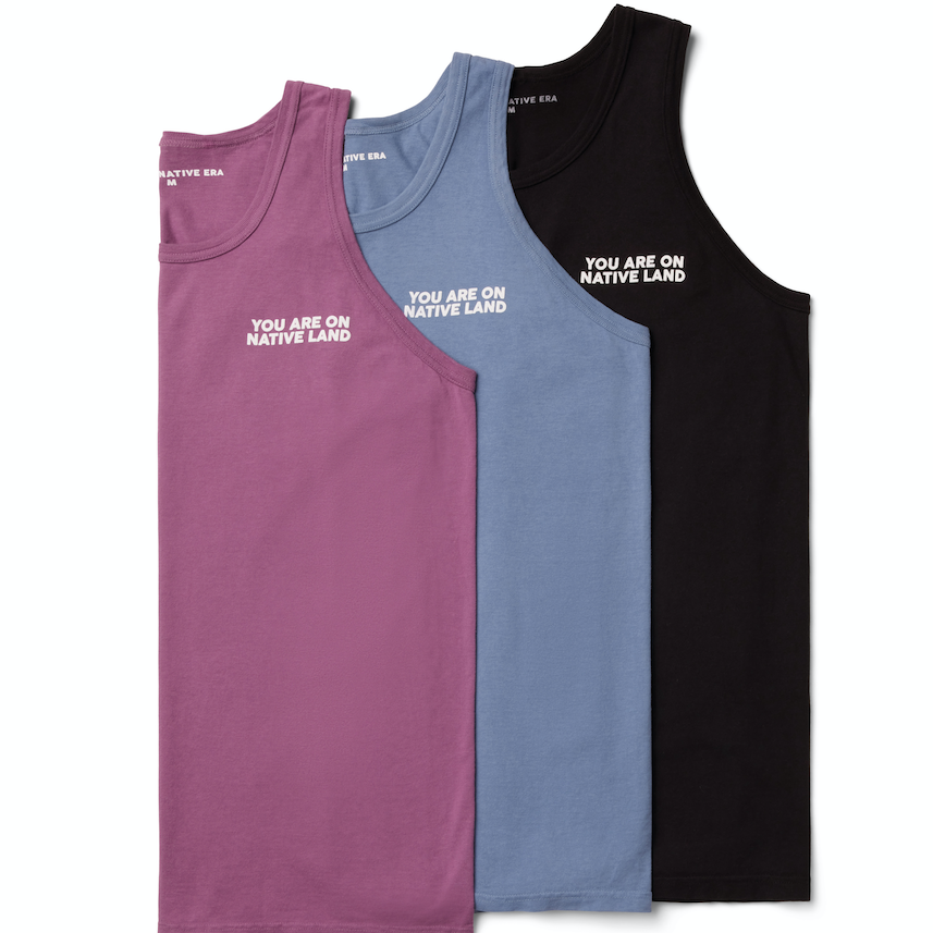 ‘YOU ARE ON NATIVE LAND’ TANK TOP - PURPLE